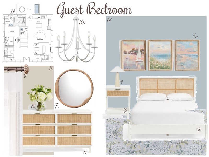 Guest Bedroom Sample Board - Module 9 - Chloe Ray Mood Board by chloeray31 on Style Sourcebook