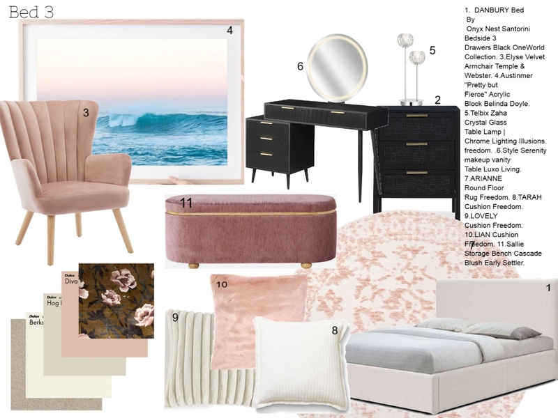 Bed 3 Mod 9 complete 1 Mood Board by Pink_trm@hotmail.com on Style Sourcebook