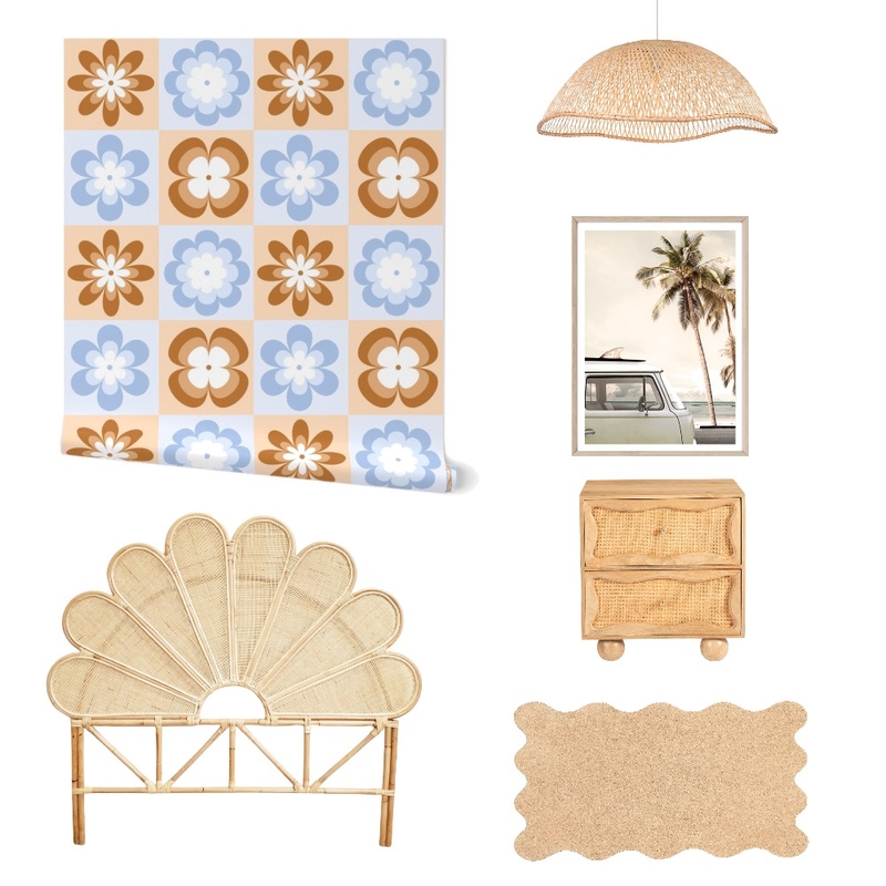 Retro 60s Floral Checkerboard Wallpaper for Dorm Room Decor Mood Board by ashclarkart on Style Sourcebook