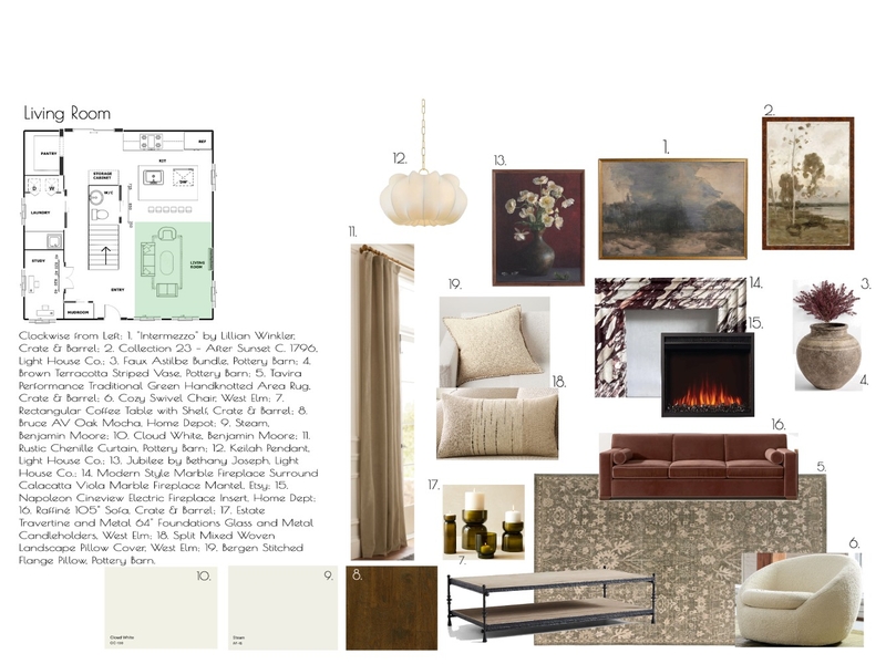 Sample Board for Living Room done Mood Board by Angie on Style Sourcebook