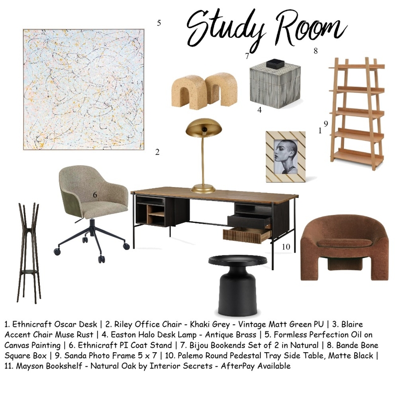 Study Room Mood Board by info.landaconcepts@gmail.com on Style Sourcebook