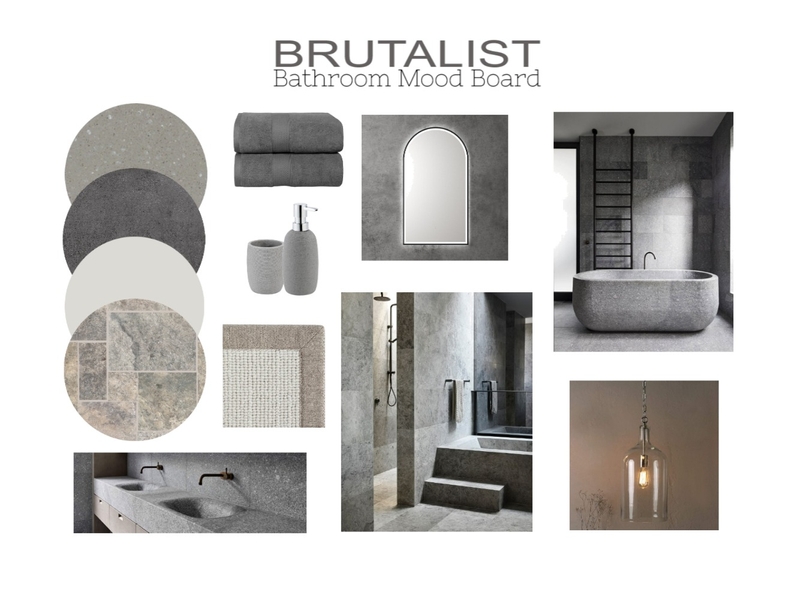 Brutalist Bathroom Mood Board Interior Design Mood Board by zoelwil