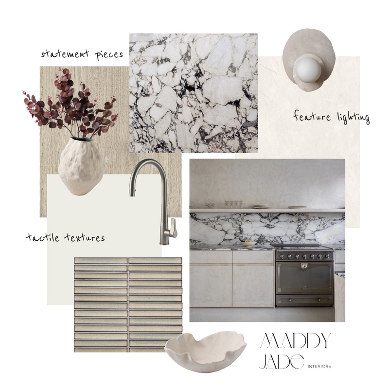 Rich, luxe textural kitchen mood board Mood Board by Maddy Jade Interiors on Style Sourcebook