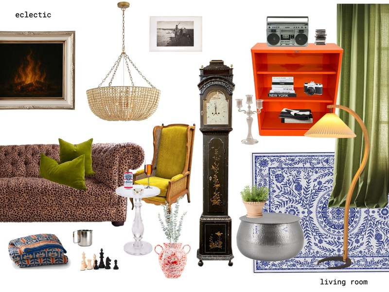 Eclectic Living Room Interior Design Mood Board by justineliasmorales
