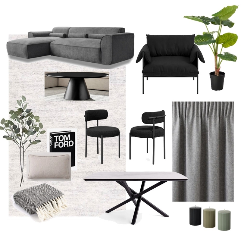 Damac Tower 2 bed living room minimalist Interior Design Mood Board by Lovenana
