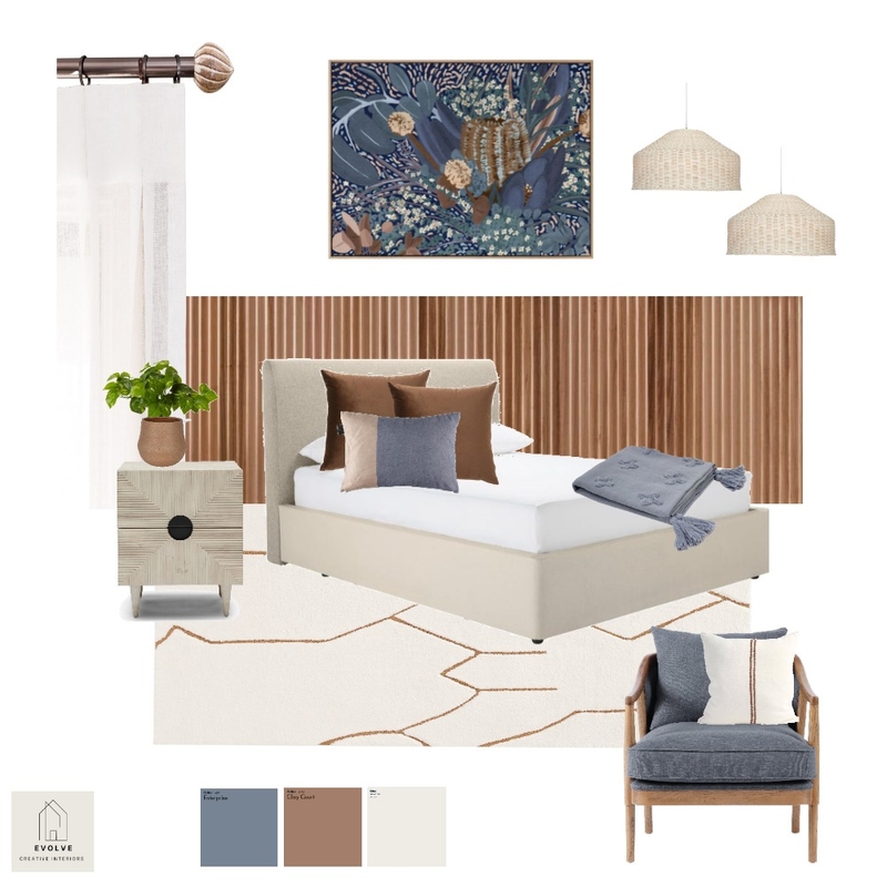 Main bedroom Interior Design Mood Board by Evolve Creative Interiors