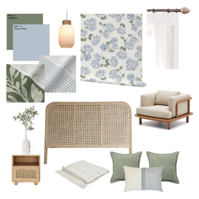 Hydrangeas Bedroom Moodboard Mood Board by vine_art_design on Style Sourcebook