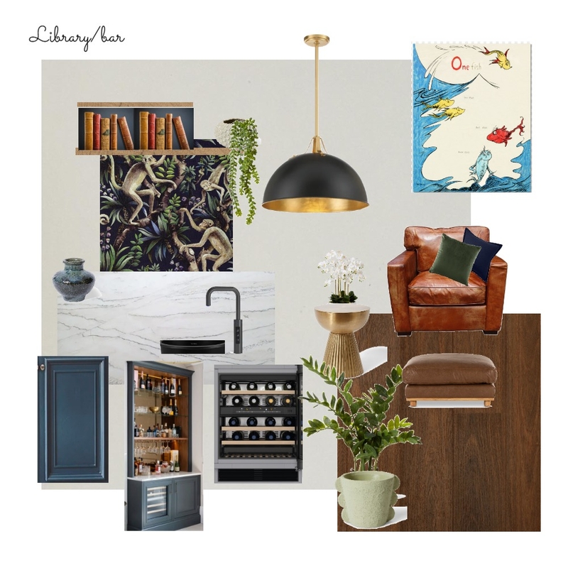 Bar area and Library Interior Design Mood Board by Lorna B Bar area and Library Interior Design Mood Board by Lorna B