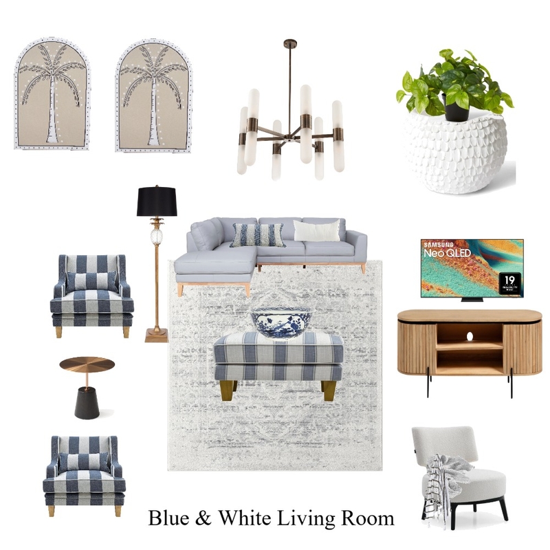 Blue & White Living Room Mood Board by Nobs on Style Sourcebook