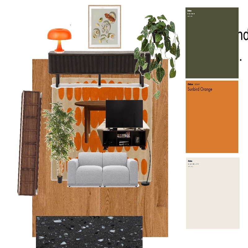 Living Room - Mid Century Modern - Cozy, Moody, relaxing Interior Design Mood Board by sayuika Living Room - Mid Century Modern - Cozy, Moody, relaxing Interior Design Mood Board by sayuika