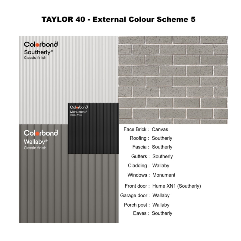 Taylor 40 External Scheme 5 Interior Design Mood Board by andrew@renhomes.net.au