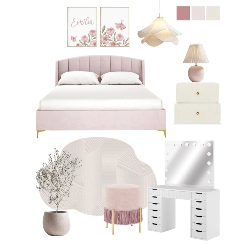 Dreamy Pink Bedroom with Curved Silhouettes Mood Board by Luxo Living on Style Sourcebook