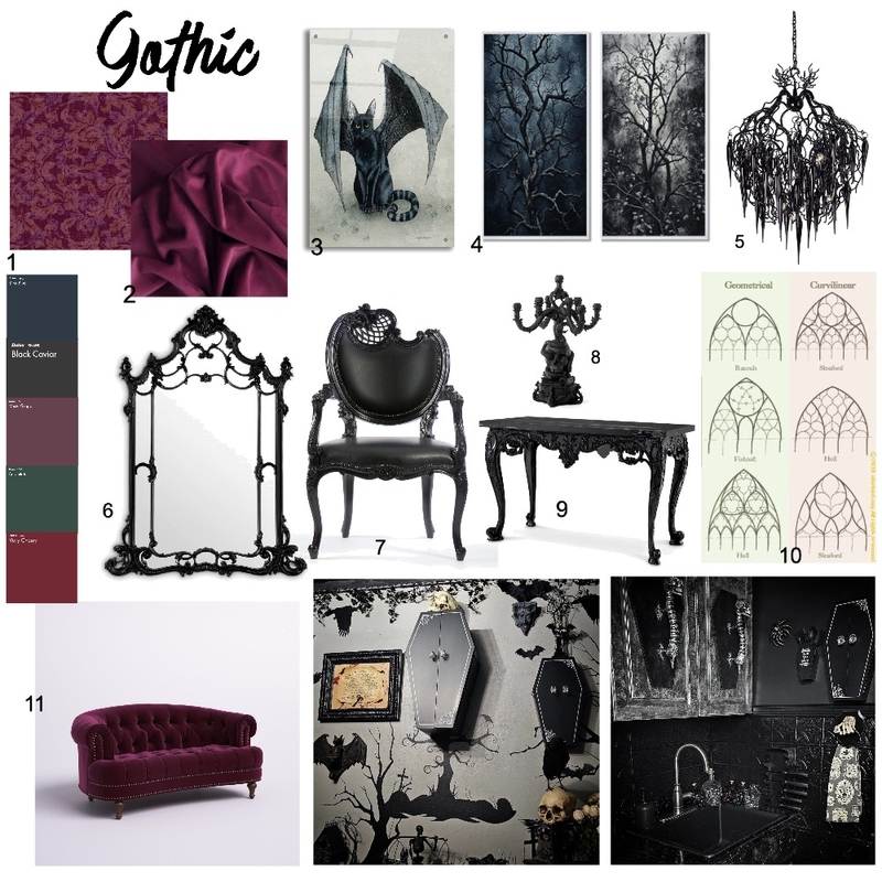 gothic moodboard Interior Design Mood Board by Taylor3310