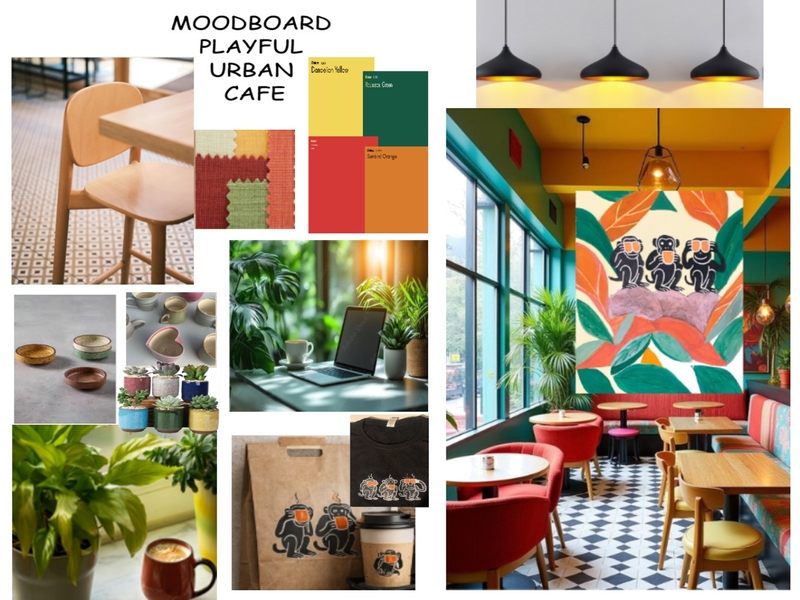 cafe monkeys Interior Design Mood Board by feniarouli@yahoo.gr