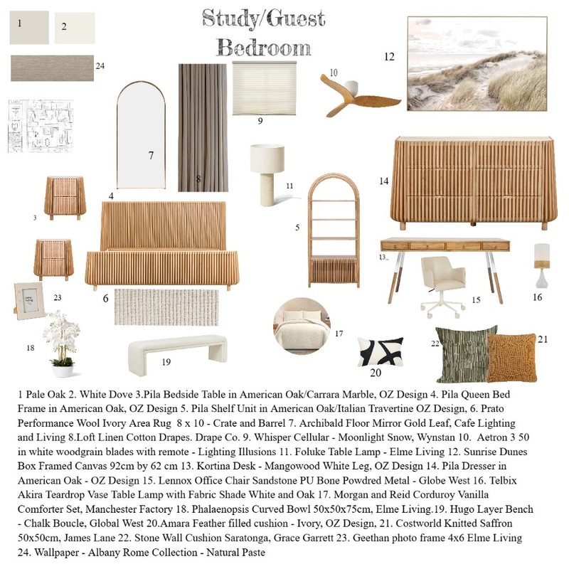 GUEST BEDROOM Interior Design Mood Board by taniacampagna