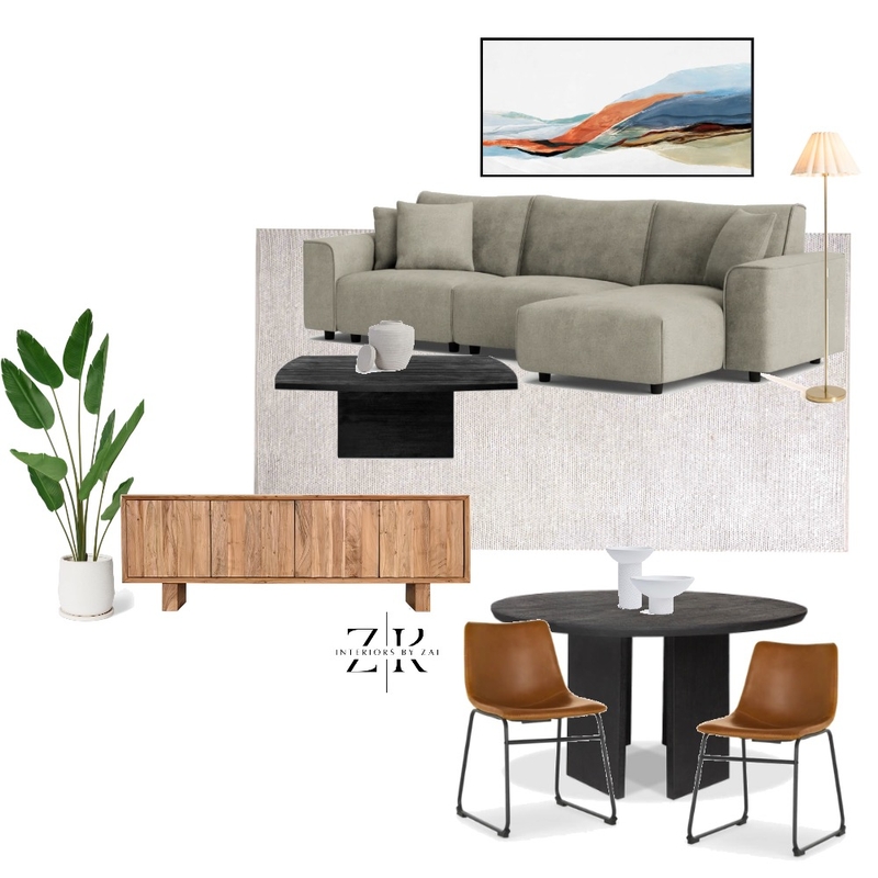 bold but calm open living Interior Design Mood Board by Interiors By Zai