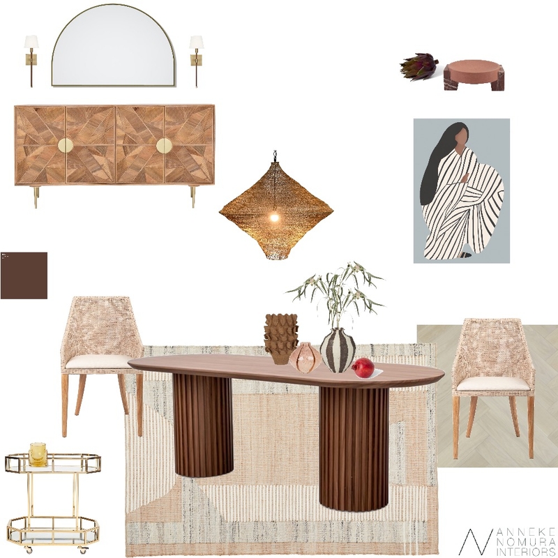 Contemporary Tropical Mid-Century Dining Room Interior Design Mood Board by ANNEKE NOMURA INTERIORS Contemporary Tropical Mid-Century Dining Room Interior Design Mood Board by ANNEKE NOMURA INTERIORS