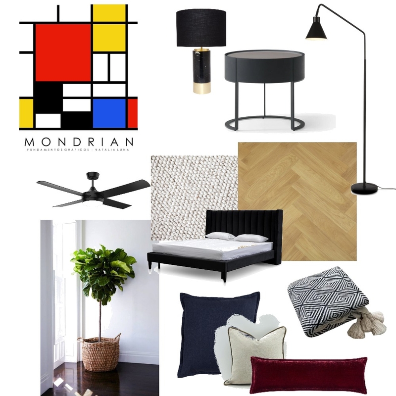 MONDRIAN BEDROOM Interior Design Mood Board by Linav