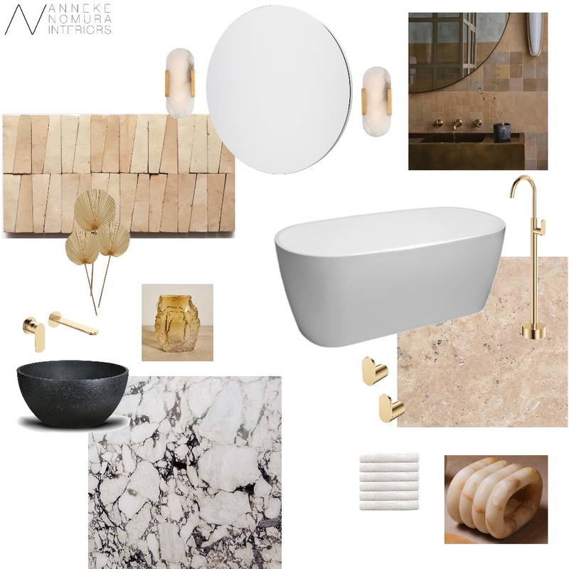 Soft Palette Black and White Marble Vanity Bathroom Mood Board by ANNEKE NOMURA INTERIORS on Style Sourcebook