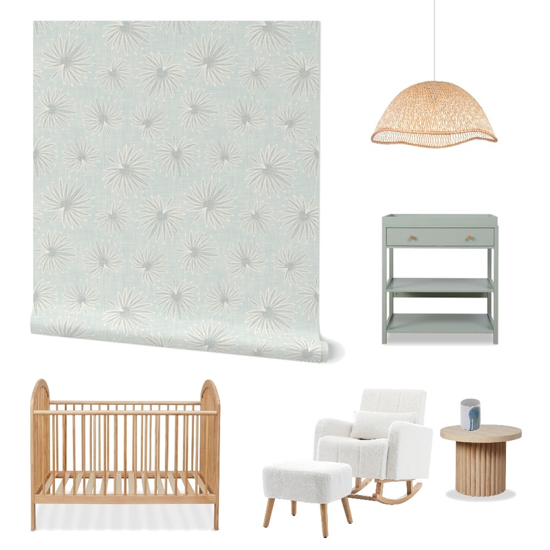 Palm Leaves Wallpaper for Nursery Decor Mood Board by ashclarkart on Style Sourcebook