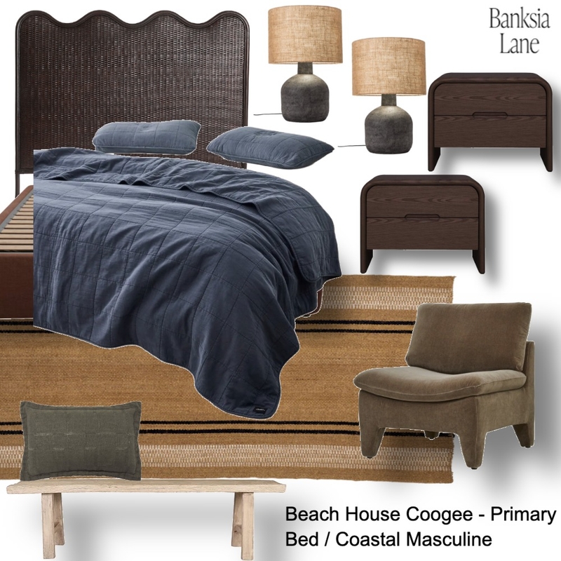 Coogee Beach House - Coastal Masculine Primary Bed Mood Board by Banksia Lane Homes on Style Sourcebook