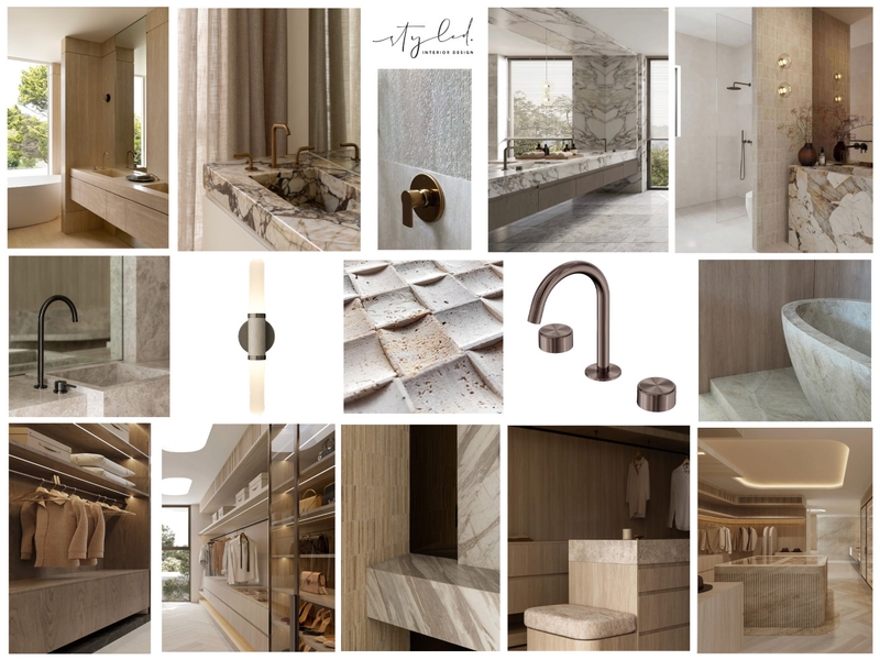 Mangan - Bathroom / Ensuite / WIR Mood Board Interior Design Mood Board by Styled Interior Design