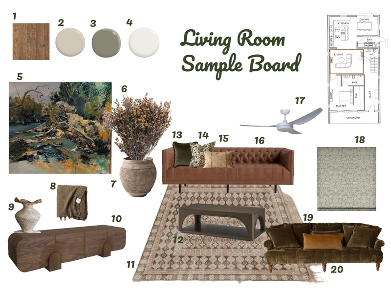 Living Room Sample Board Paddington Victorian Terrace House Interior Design Mood Board by Dune Drifter Interiors