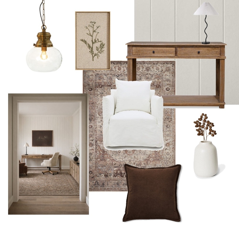 Classic Farmhouse Study Interior Design Mood Board by DOWN THE LANE by Tina Harris Classic Farmhouse Study Interior Design Mood Board by DOWN THE LANE by Tina Harris