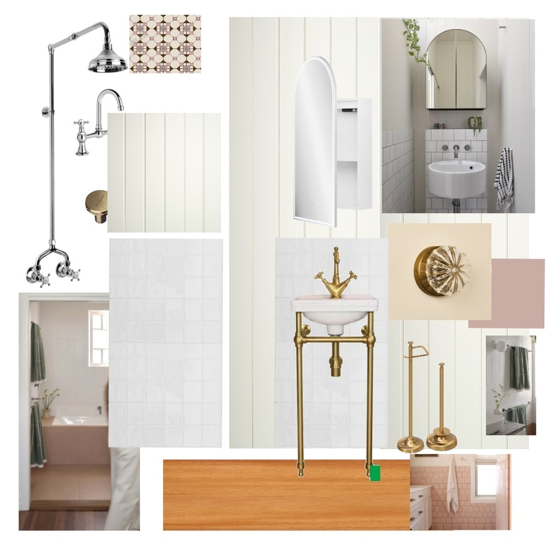 Hazlebank - Powder Room with timber floor Interior Design Mood Board by Dennis Hill Architecture
