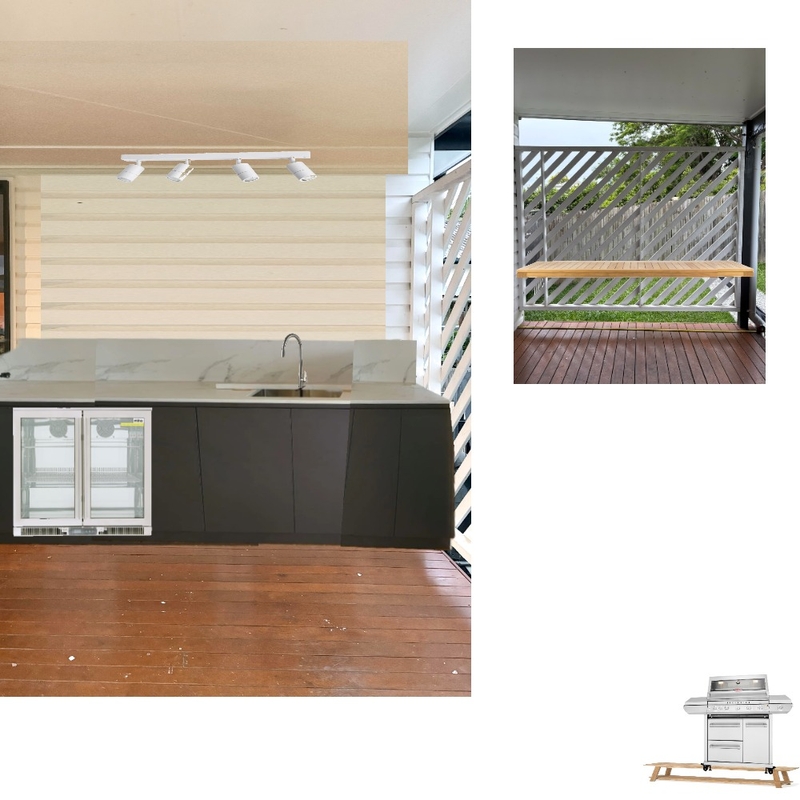 oudoor kitchen with wooden floating bench Mood Board by georgiaburkin@hotmail.com on Style Sourcebook
