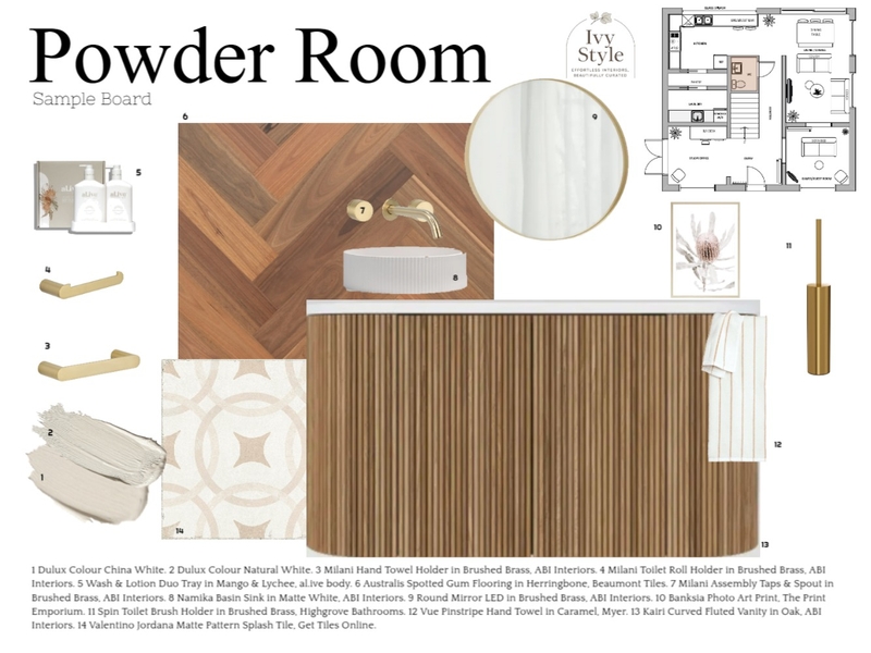 Assignment 9 Powder Room Sample Board Mood Board by Ivy Style on Style Sourcebook