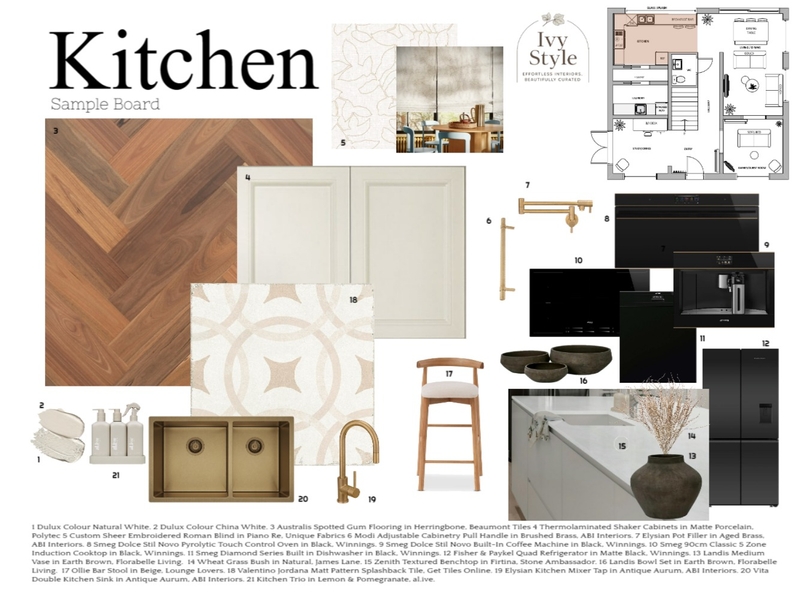 Assignment 9 Kitchen Sample Board Mood Board by Ivy Style on Style Sourcebook