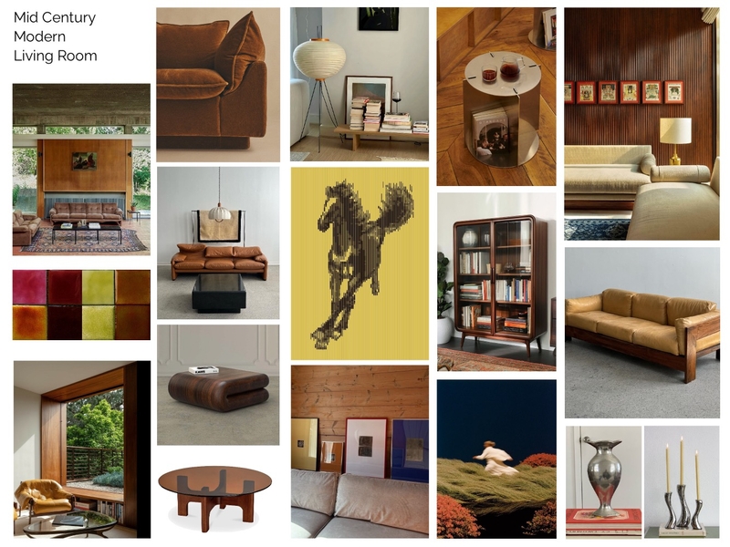 Mid Century Modern Living Room Interior Design Mood Board by Harrietgreenslade