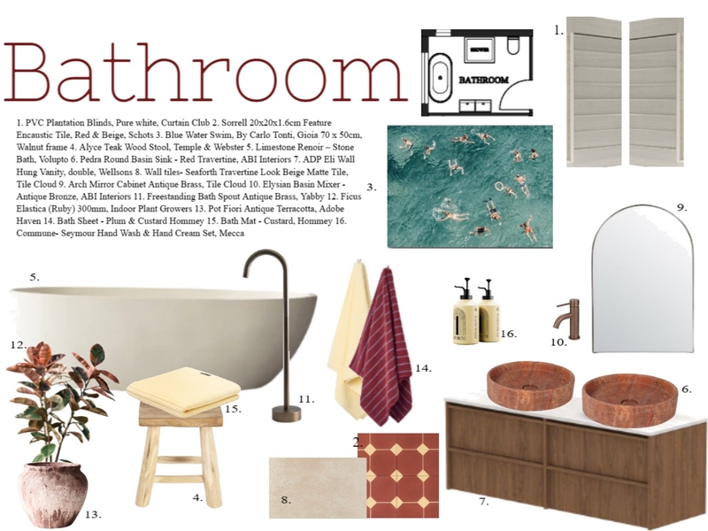 Bathroom- First floor Interior Design Mood Board by BeaRoseRees