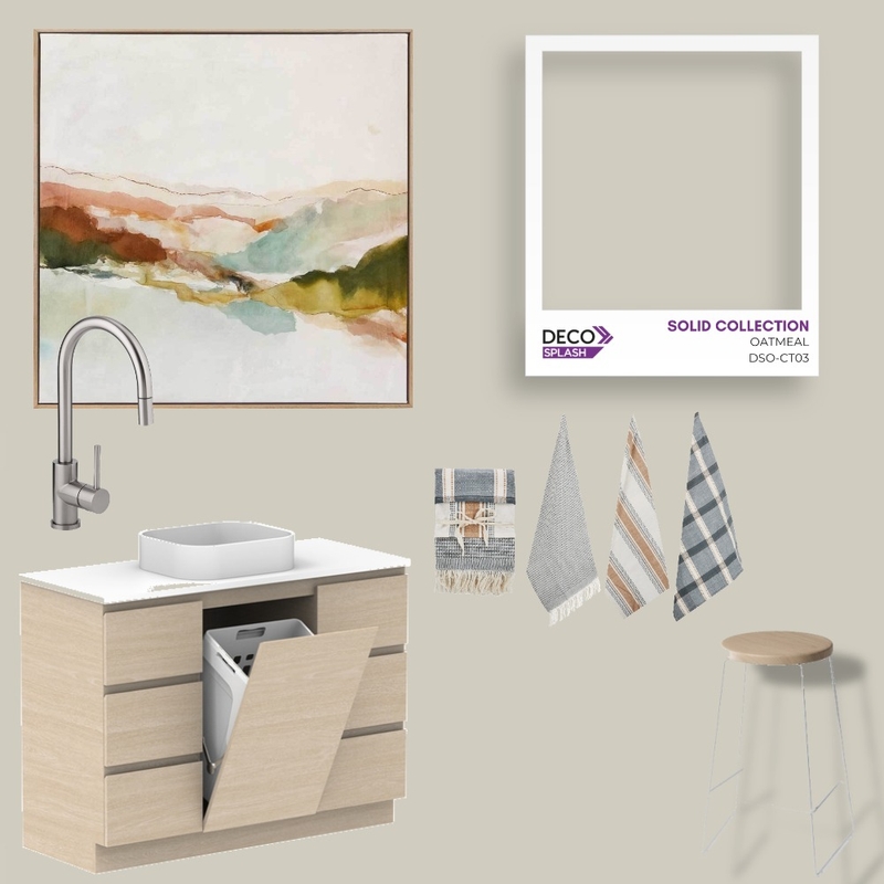 DecoSplash, Solid Colour Collection Oatmeal, Laundry Interior Design Mood Board by DECO Australia