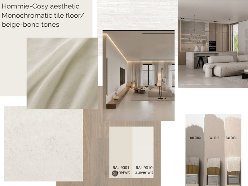 warm cozy living room tile monochromatic Interior Design Mood Board by Fenia_Kravariti