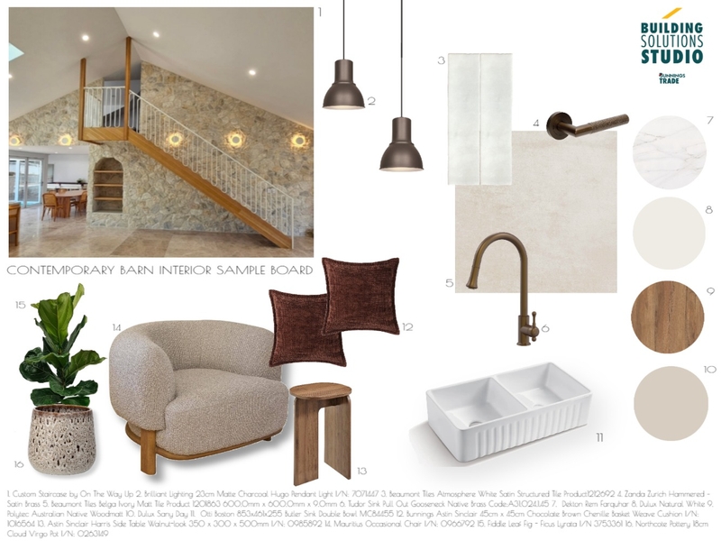 Contemporary Barn - Interior Sample Board Interior Design Mood Board by bsschwh@bunnings.com.au