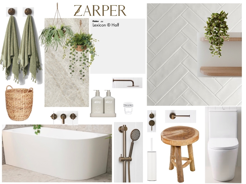 Bathroom Interior Design Mood Board by Zarper Interiors