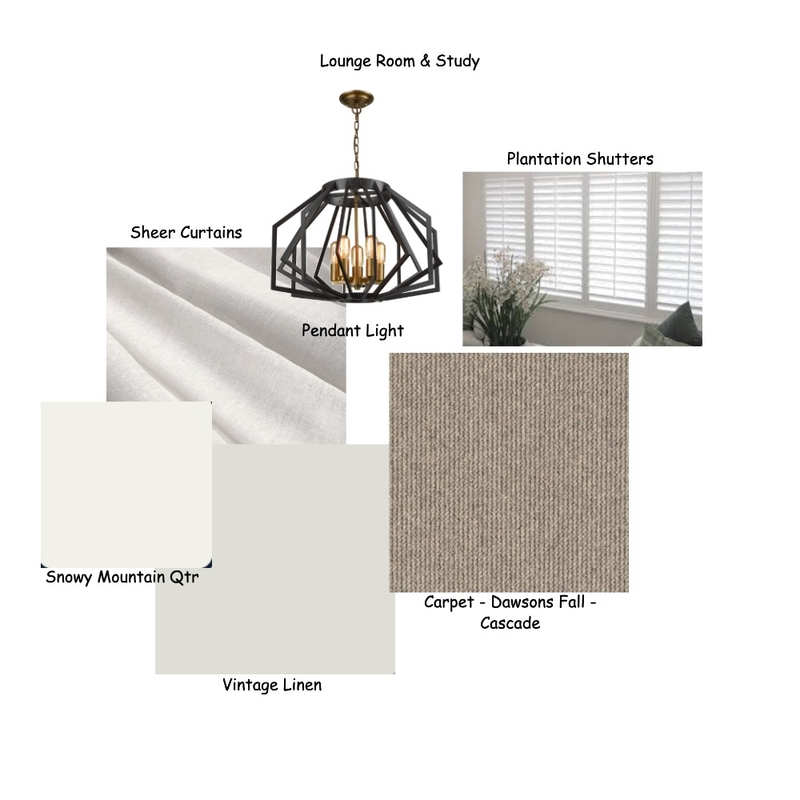 Lounge Room & Study Interior Design Mood Board by ADS Property Pty Ltd
