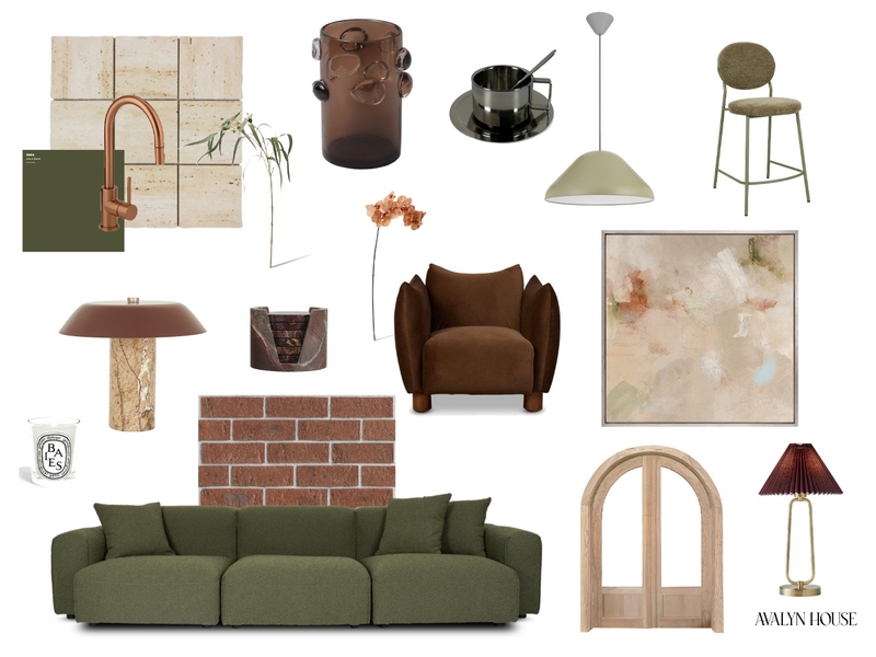 Olive Earthy Kitchen to Living Area Interior Design Mood Board by AVALYN HOUSE Olive Earthy Kitchen to Living Area Interior Design Mood Board by AVALYN HOUSE