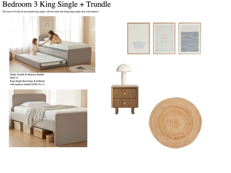 Bedroom 3 -King single beds Interior Design Mood Board by IIDR Interior Design