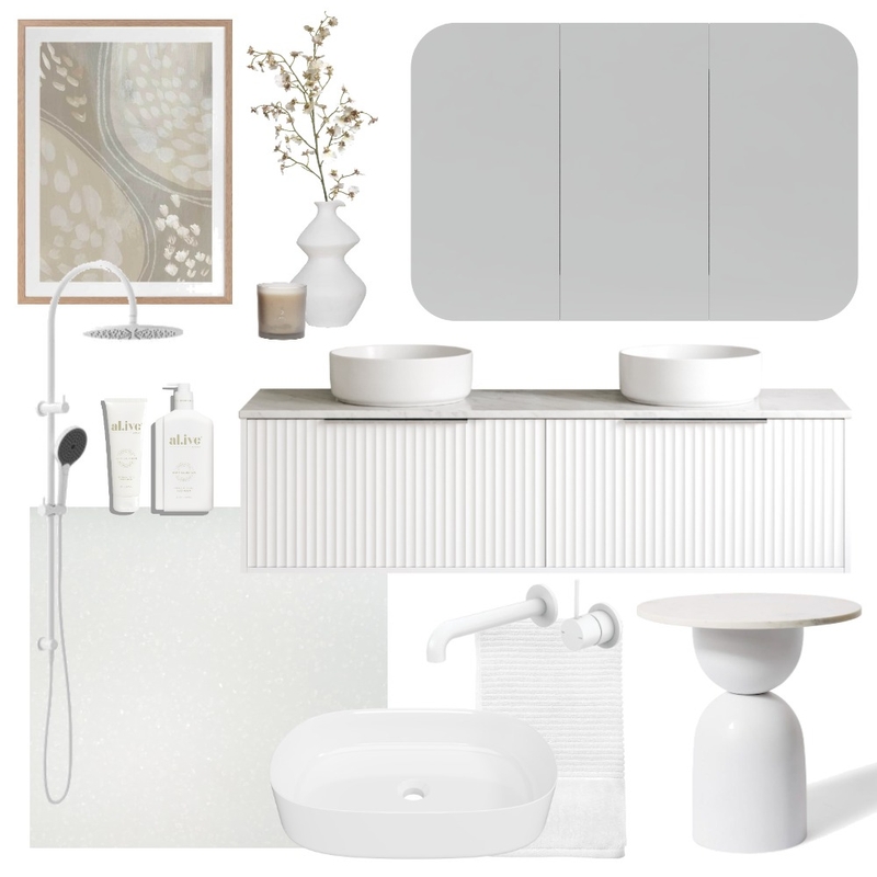 White on White | Elwood with Jazz Arch Shaving Cabinet Interior Design Mood Board by Timberline White on White | Elwood with Jazz Arch Shaving Cabinet Interior Design Mood Board by Timberline