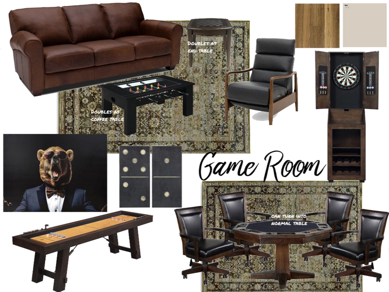 Game Room Interior Design Mood Board by Beverly Zaske