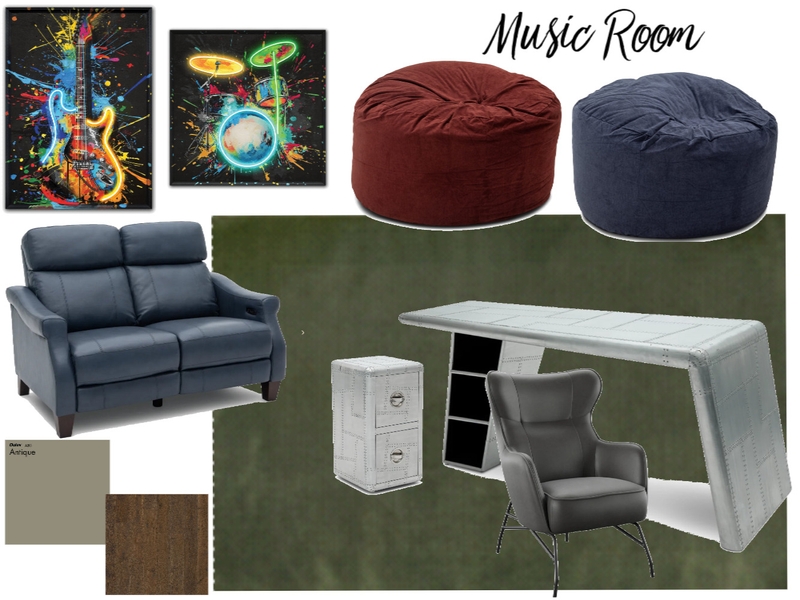Music Room Interior Design Mood Board by Beverly Zaske