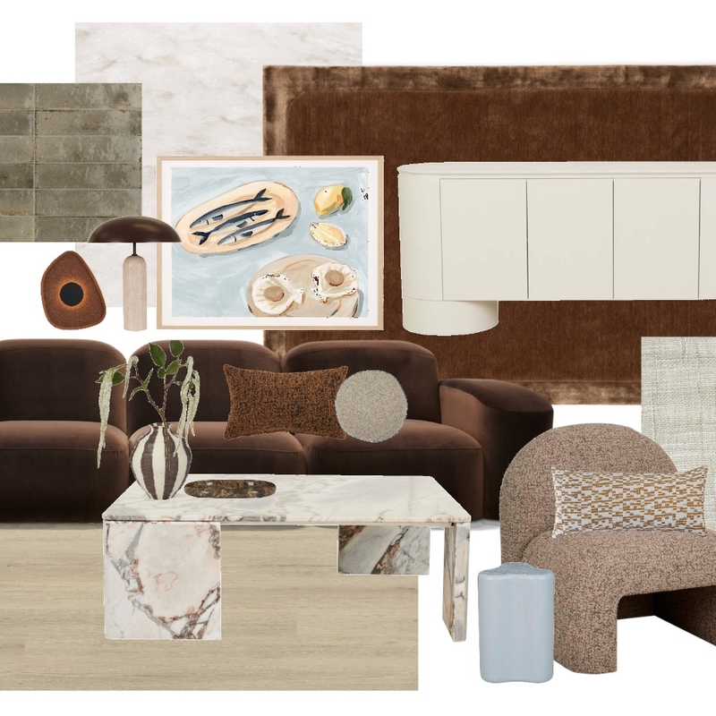 Choc Brown & Powder Blue Interior Design Mood Board by Genevieve Erougian Choc Brown & Powder Blue Interior Design Mood Board by Genevieve Erougian