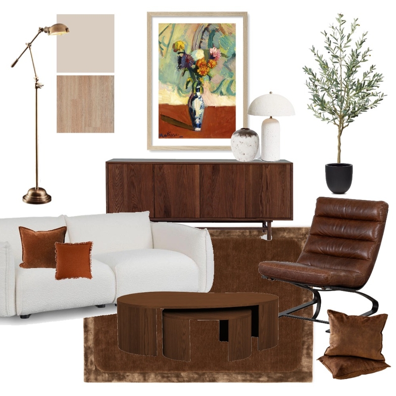 Modern Rich Chocolate Living Room Interior Design Mood Board by Profile Australia