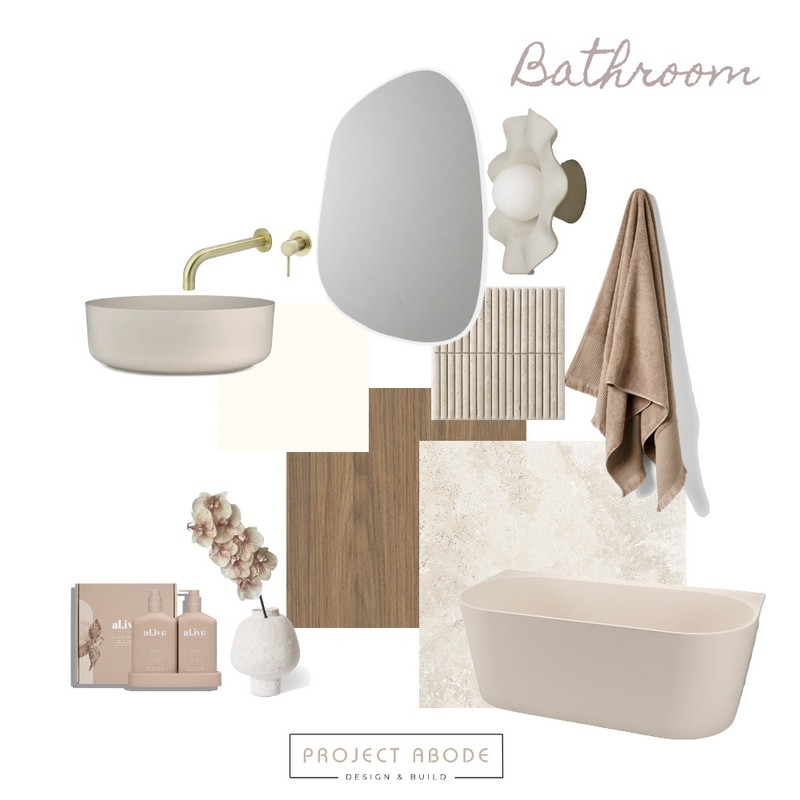 Bathroom Travertine Interior Design Mood Board by Project Abode