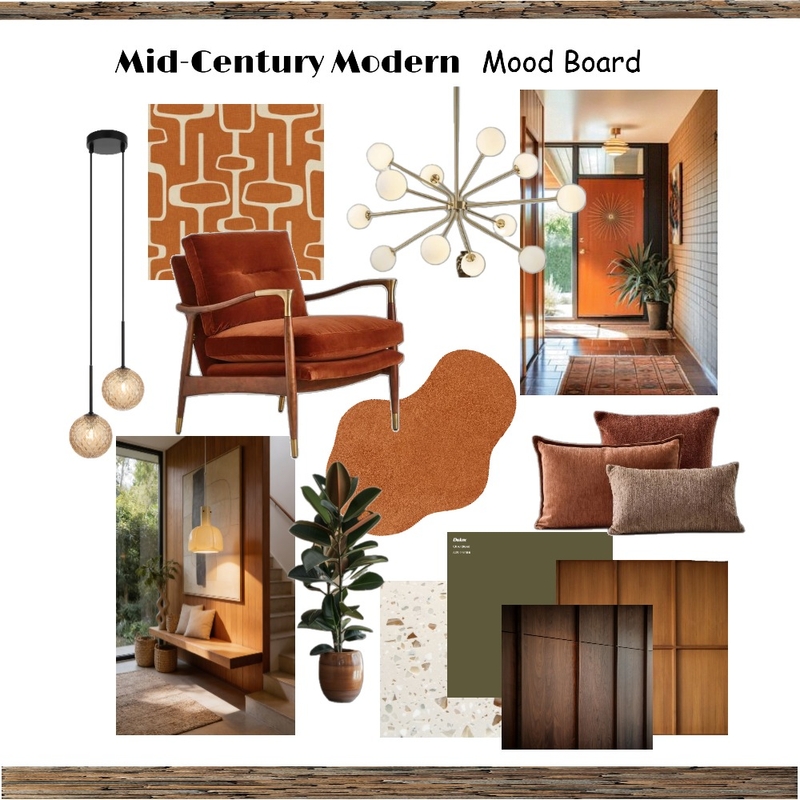 Mid-Century Modern Mood Board Interior Design Mood Board by michaelahartwig@hotmail.com